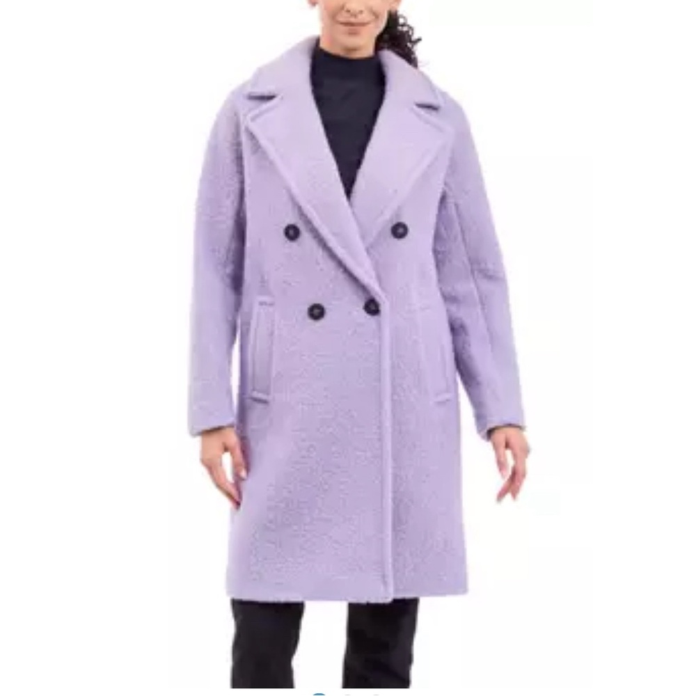 Women's 4 Button Longline Bouclé Peacoat